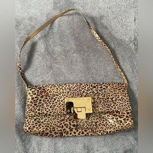 Stuart Weitzman Evening Bag Animal Print  Leather And Gold Hardware